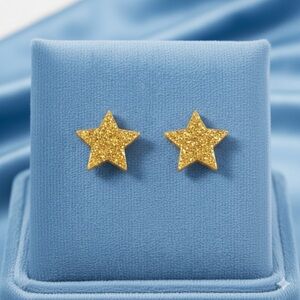 Gold Glitter Star Earrings ⭐️